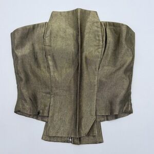 Ellen Lansburgh's Therapy Bolero Jacket‎ Womens Small Gold Metallic Lame Evening